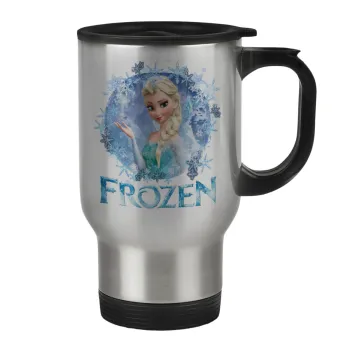 Frozen Elsa, Κούπα ταξιδιού ανοξείδωτη με καπάκι, διπλού τοιχώματος (θερμό) 450ml