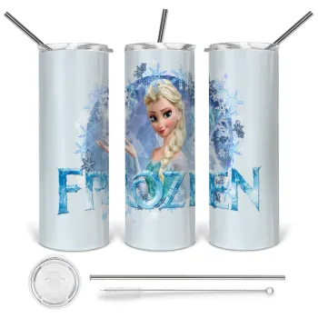 Frozen Elsa, Tumbler stainless steel 600ml, with metal straw & cleaning brush