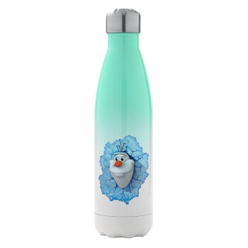 Frozen Olaf, Metal mug thermos Green/White (Stainless steel), double wall, 500ml