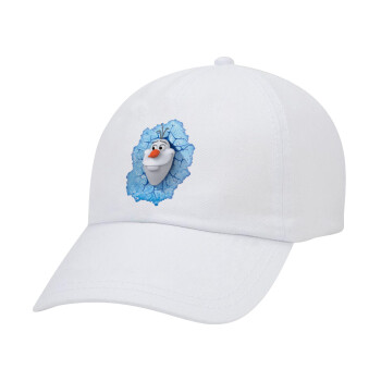 Frozen Olaf, Καπέλο ενηλίκων Jockey Λευκό (snapback, 5-φύλλο, unisex)