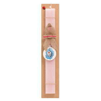 Frozen Olaf, Easter Set, wooden keychain & scented flat Easter candle (30cm) (PINK)