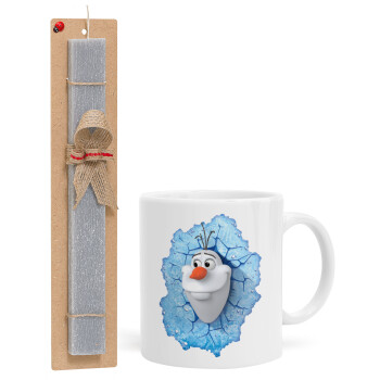 Frozen Olaf, Easter Set, Ceramic Cup (330ml) & Easter aromatic flat candle (30cm) (GRAY)
