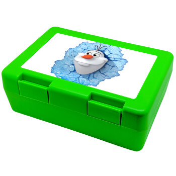 Frozen Olaf, Παιδικό δοχείο κολατσιού ΠΡΑΣΙΝΟ 185x128x65mm (BPA free πλαστικό)