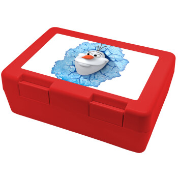 Frozen Olaf, Παιδικό δοχείο κολατσιού ΚΟΚΚΙΝΟ 185x128x65mm (BPA free πλαστικό)