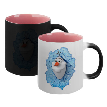 Frozen Olaf, Κούπα Μαγική εσωτερικό ΡΟΖ, κεραμική 330ml που αλλάζει χρώμα με το ζεστό ρόφημα (1 τεμάχιο)