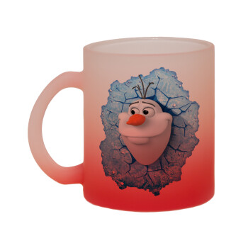 Frozen Olaf, Κούπα γυάλινη δίχρωμη με βάση το κόκκινο ματ, 330ml