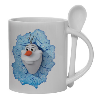Frozen Olaf, Ceramic coffee mug with Spoon, 330ml (1pcs)