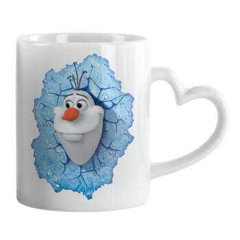 Frozen Olaf, Κούπα καρδιά χερούλι λευκή, κεραμική, 330ml