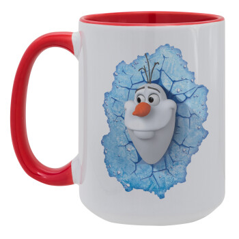 Frozen Olaf, Κούπα Mega 15oz, κεραμική Κόκκινη, 450ml