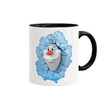 Frozen Olaf, Κούπα χρωματιστή μαύρη, κεραμική, 330ml
