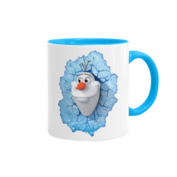 Frozen Olaf, Κούπα χρωματιστή γαλάζια, κεραμική, 330ml