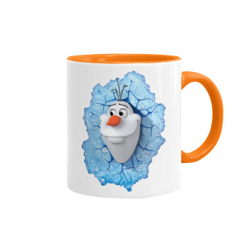 Frozen Olaf, Κούπα χρωματιστή πορτοκαλί, κεραμική, 330ml