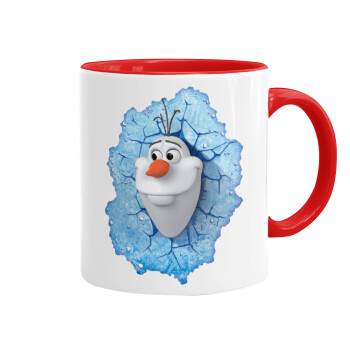 Frozen Olaf, Κούπα χρωματιστή κόκκινη, κεραμική, 330ml