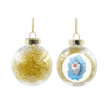 Frozen Olaf, Χριστουγεννιάτικη μπάλα δένδρου διάφανη με χρυσό γέμισμα 8cm