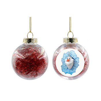 Frozen Olaf, Χριστουγεννιάτικη μπάλα δένδρου διάφανη με κόκκινο γέμισμα 8cm
