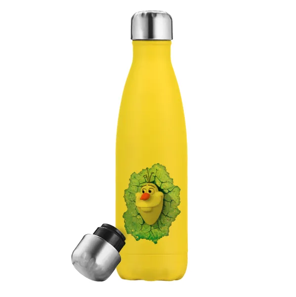 Frozen Olaf — Yellow Stainless Steel Metallic Thermos, double-walled, 500ml