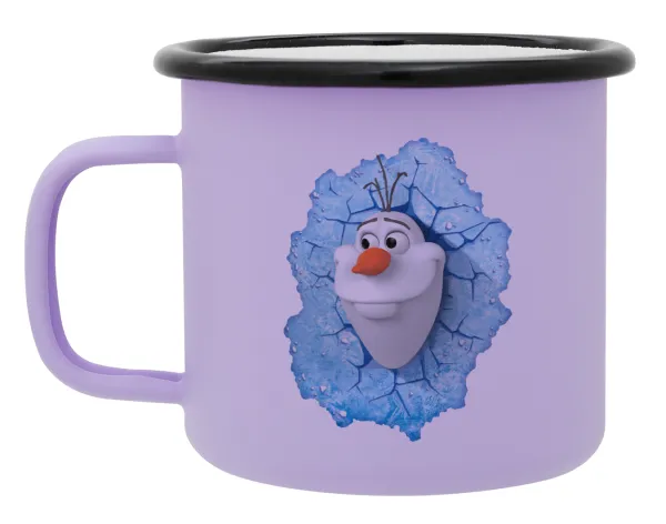 Frozen Olaf — Metal enamel mug, matte light pastel purple, 360ml