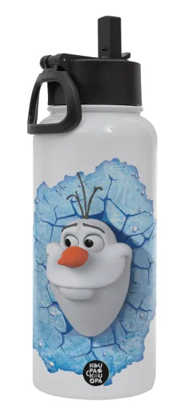 Frozen Olaf — Metal mug thermo White with Straw and Spout Lid (Stainless steel), double wall, 950ml