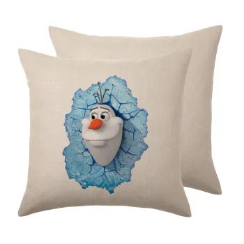 Frozen Olaf, Μαξιλάρι καναπέ ΛΙΝΟ 40x40cm περιέχεται το  γέμισμα