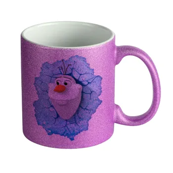 Frozen Olaf, Κούπα Μωβ Glitter που γυαλίζει, κεραμική, 330ml