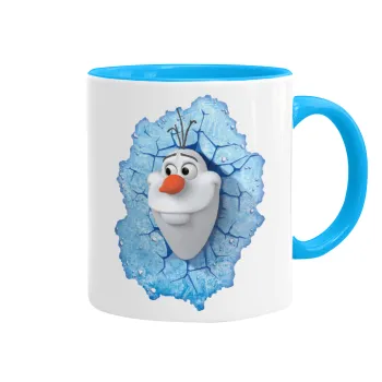 Frozen Olaf, Κούπα χρωματιστή γαλάζια, κεραμική, 330ml