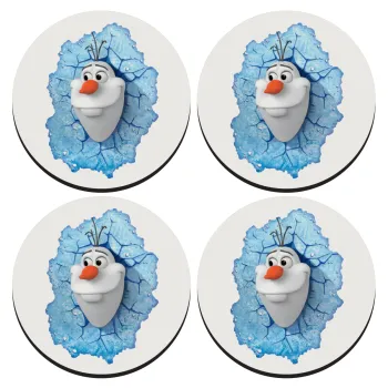 Frozen Olaf, ΣΕΤ 4 Σουβέρ ξύλινα στρογγυλά (9cm)
