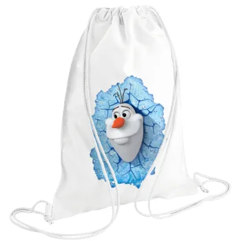 Frozen Olaf, Τσάντα πλάτης πουγκί GYMBAG λευκή (28x40cm)