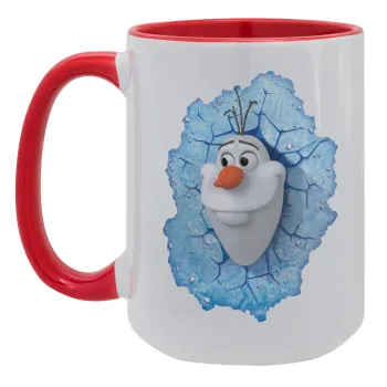Frozen Olaf, Κούπα Mega 15oz, κεραμική Κόκκινη, 450ml