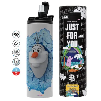 Frozen Olaf, Tumbler ποτήρι θερμό ΓΚΡΙ από ανοξείδωτο ατσάλι 600ml
