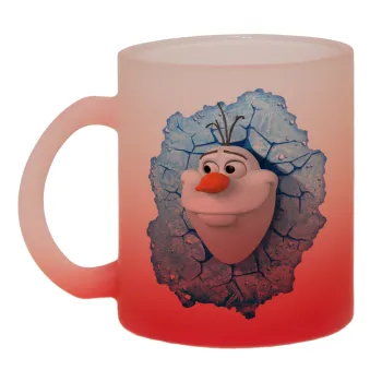 Frozen Olaf, Κούπα γυάλινη δίχρωμη με βάση το κόκκινο ματ, 330ml