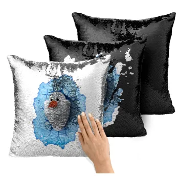 Frozen Olaf, Μαξιλάρι καναπέ Μαγικό Μαύρο με πούλιες 40x40cm περιέχεται το γέμισμα