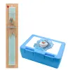 Easter Set, children's snack container BLUE & Easter aromatic flat candle (30cm) (TURQUOISE)