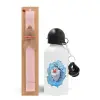 Easter Set, metallic aluminum bottle (500ml) & aromatic flat Easter candle (30cm) (PINK)