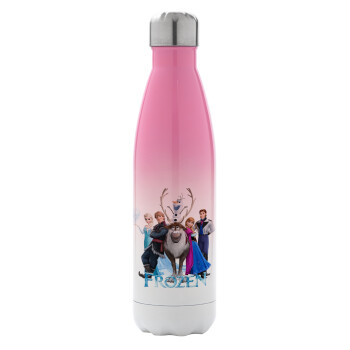 Frozen, Metal mug thermos Pink/White (Stainless steel), double wall, 500ml