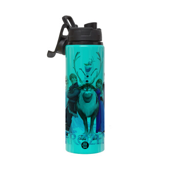 Frozen, Metallic water bottle with safety lid, 850ml aluminum