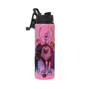 Frozen, Metallic water bottle with safety lid, 850ml aluminum