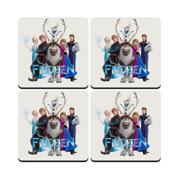 Frozen, ΣΕΤ 4 Σουβέρ ξύλινα τετράγωνα (9cm)