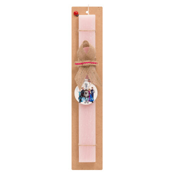 Frozen, Easter Set, wooden keychain & scented flat Easter candle (30cm) (PINK)