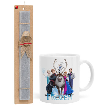 Frozen, Easter Set, Ceramic Cup (330ml) & Easter aromatic flat candle (30cm) (GRAY)