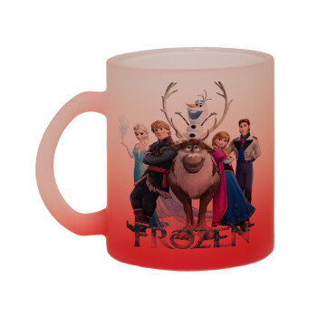 Frozen, Κούπα γυάλινη δίχρωμη με βάση το κόκκινο ματ, 330ml