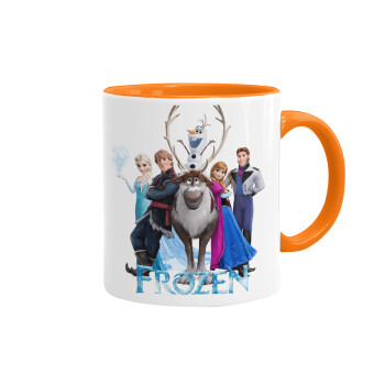 Frozen, Κούπα χρωματιστή πορτοκαλί, κεραμική, 330ml