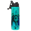 Metallic water bottle with safety lid, 850ml aluminum