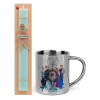 Easter Set, metallic thermal cup (300ml) & aromatic flat Easter candle (30cm) (TURQUOISE)