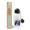 Easter Set, metallic aluminum water bottle (500ml) & scented flat candle (30cm) (TURQUOISE)