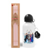 Easter Set, metallic aluminum bottle (500ml) & aromatic flat Easter candle (30cm) (PINK)