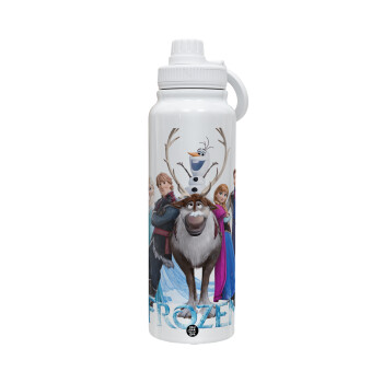 Frozen, 1L Stainless Steel Thermal Bottle with Phone Holder & Double Wall Insulation