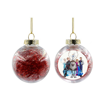 Frozen, Χριστουγεννιάτικη μπάλα δένδρου διάφανη με κόκκινο γέμισμα 8cm
