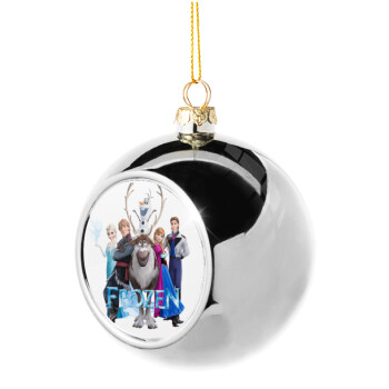 Frozen, Χριστουγεννιάτικη μπάλα δένδρου Ασημένια 8cm