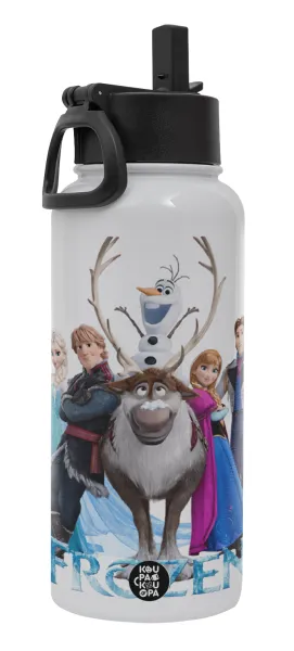 Frozen — Metal mug thermo White with Straw and Spout Lid (Stainless steel), double wall, 950ml