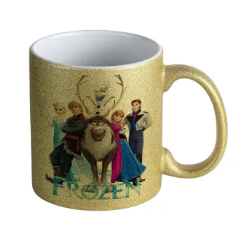 Frozen, Κούπα Χρυσή Glitter που γυαλίζει, κεραμική, 330ml